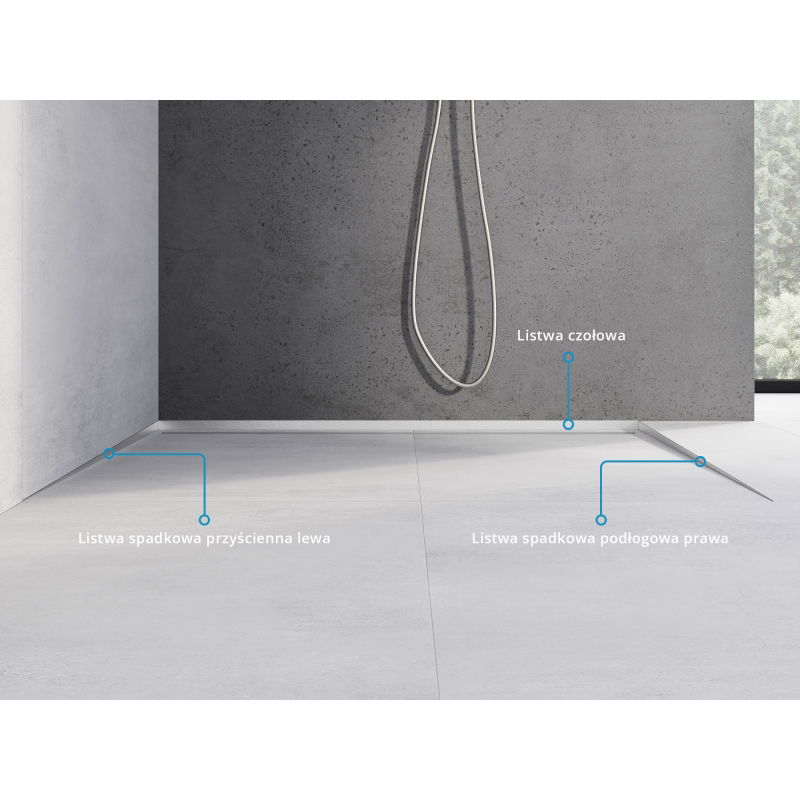 Mexen Line-B listwa spadkowa podłogowa 120 cm prawa, inox - 181001120R