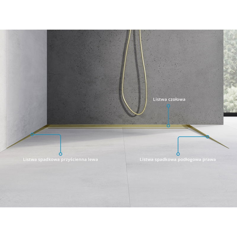 Mexen Line-B listwa spadkowa podłogowa 120 cm prawa, złota - 185001120R