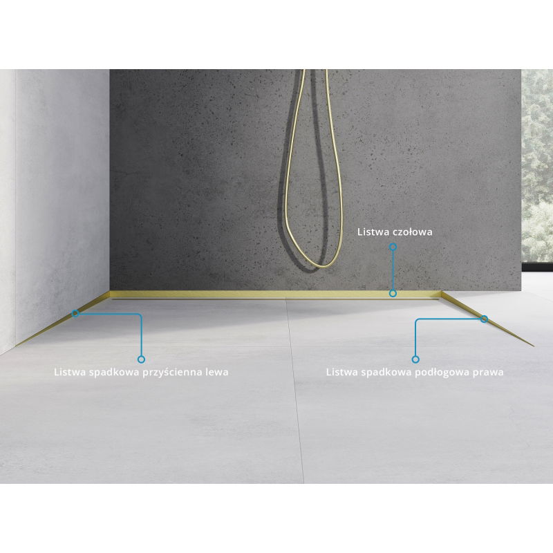 Mexen Line-B listwa spadkowa podłogowa 120 cm prawa, złota szczotkowana - 185501120R