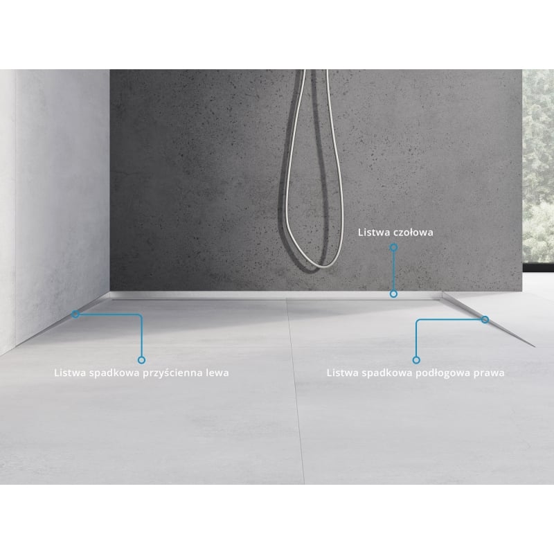 Mexen Line-B listwa spadkowa podłogowa 180 cm prawa, inox - 181001180R