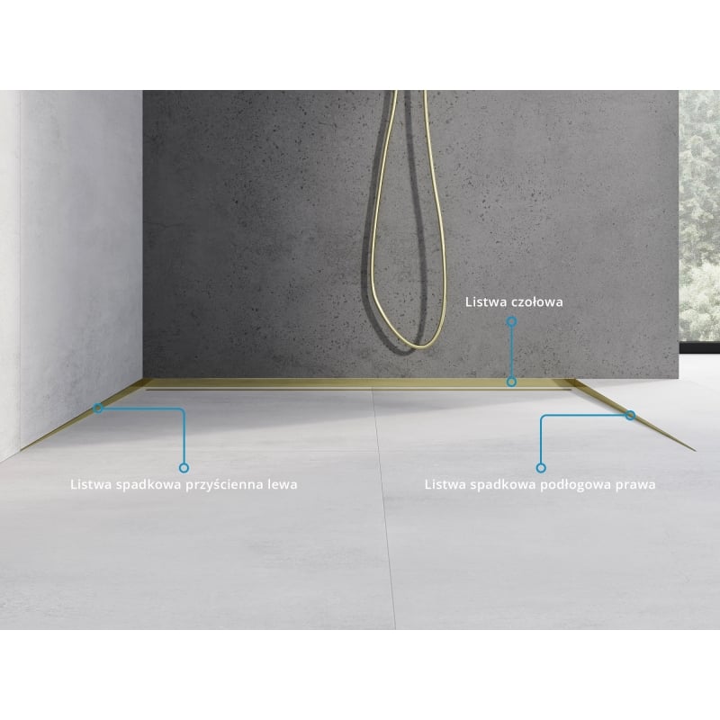 Mexen Line-B listwa spadkowa podłogowa 180 cm prawa, złota - 185001180R