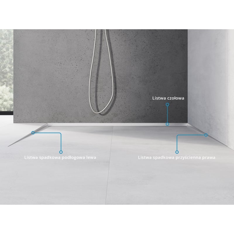 Mexen Line-B listwa spadkowa podłogowa 120 cm lewa, inox - 181001120L