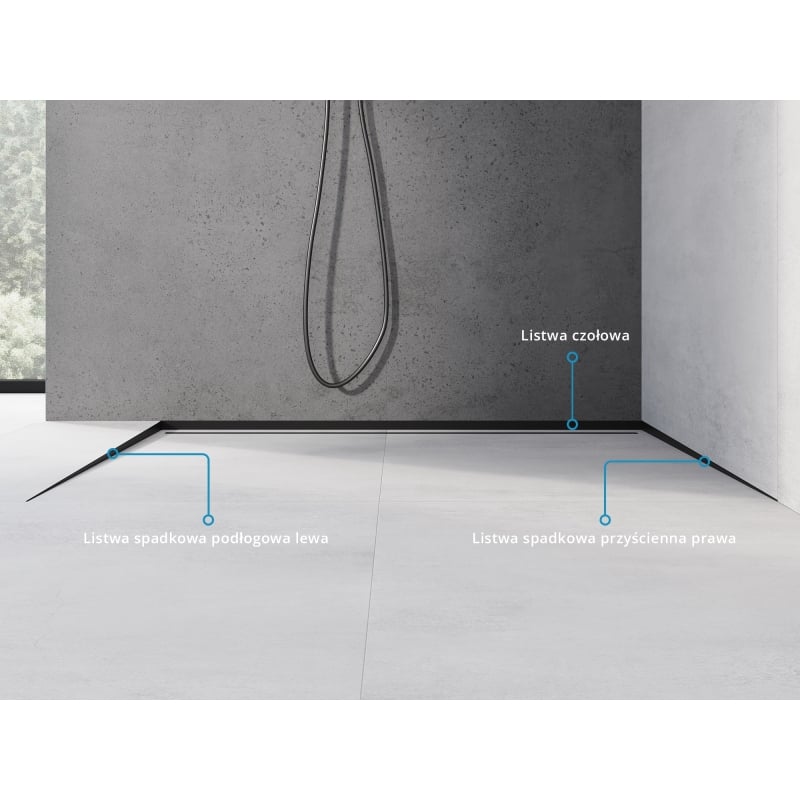 Mexen Line-B listwa spadkowa podłogowa 120 cm lewa, czarna - 187001120L