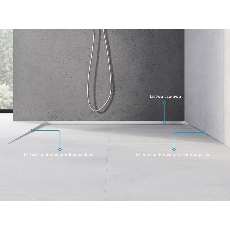 Mexen Line-B listwa spadkowa podłogowa 180 cm lewa, inox - 181001180L