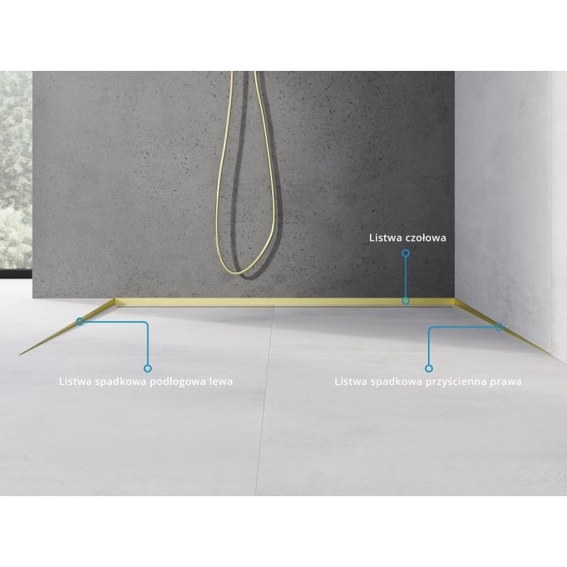 Mexen Line-B listwa spadkowa podłogowa 180 cm lewa, złota szczotkowana - 185501180L