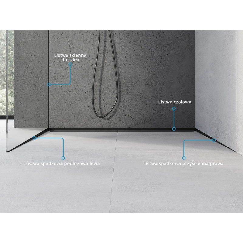 Mexen Line-B listwa spadkowa przyścienna 120 cm prawa, czarna - 187002120R