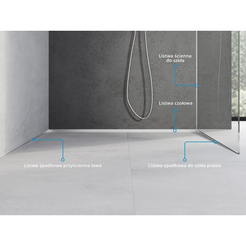 Mexen Line-B listwa brodzikowa czołowa 180 cm, inox - 181003180U