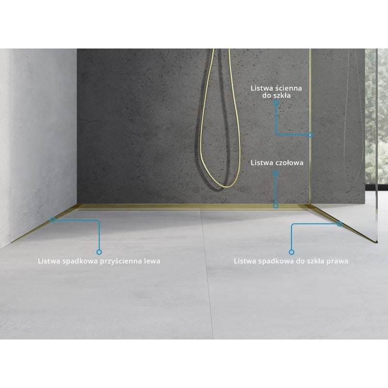 Mexen Line-B listwa brodzikowa czołowa 180 cm, złota - 185003180U