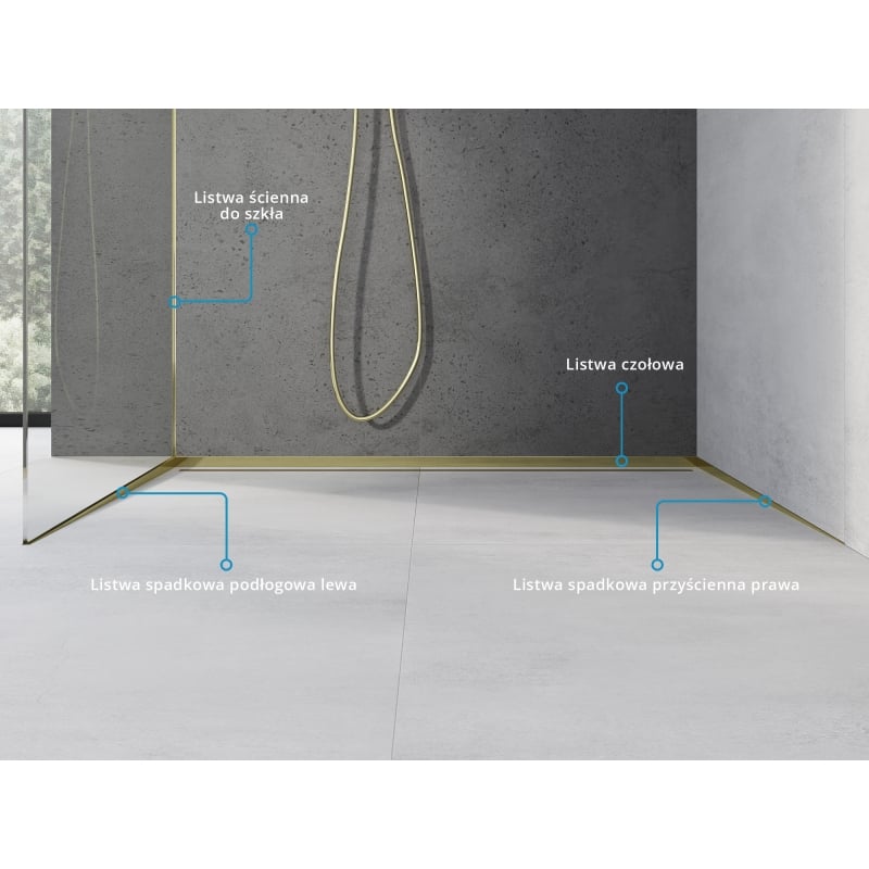 Mexen Line-B listwa spadkowa do szkła 180 cm lewa, złota - 185004180L