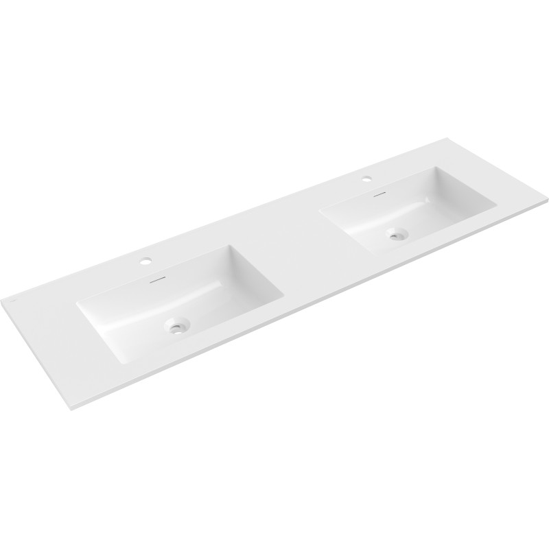Mexen Otis umywalka wpuszczana w blat podwójna 161 x 46,5 cm, biała połysk - 25181600D