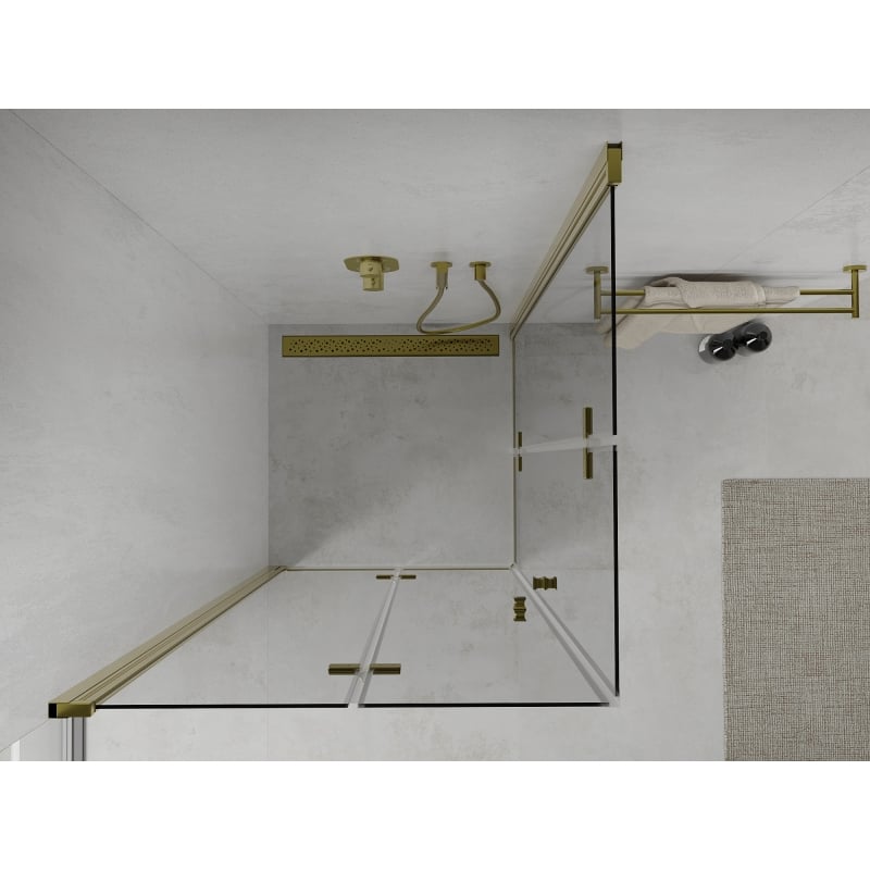 Mexen Lima Duo kabina prysznicowa składana 80 x 80 cm, transparent, złota - 856-080-080-50-00-02