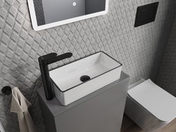 Mexen Nadia umywalka nablatowa 46 x 23 cm, biała/czarna rant - 21614607