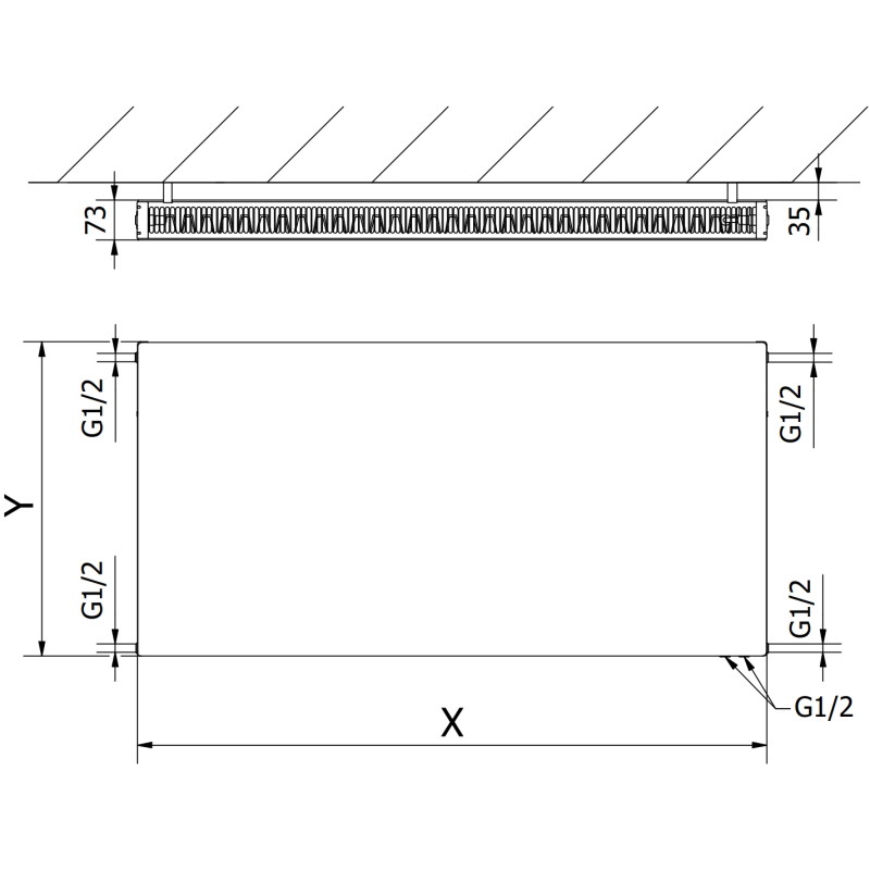 Mexen Flat CVF21 grzejnik płytowy 400 x 400 mm, podłączenie dolne, 318 W, biały - W621F-040-040-00