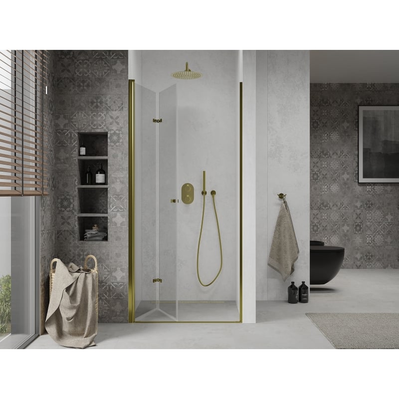 Mexen Lima drzwi prysznicowe składane 80 cm, transparent, złote - 856-080-000-50-00
