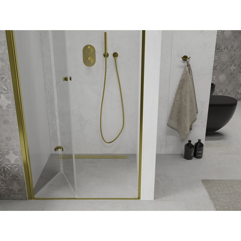 Mexen Lima drzwi prysznicowe składane 80 cm, transparent, złote - 856-080-000-50-00