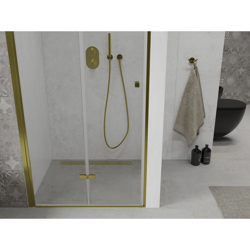 Mexen Lima drzwi prysznicowe składane 80 cm, transparent, złote - 856-080-000-50-00