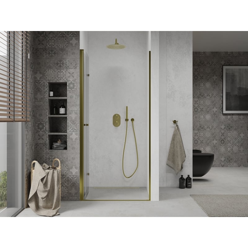 Mexen Lima drzwi prysznicowe składane 80 cm, transparent, złote - 856-080-000-50-00