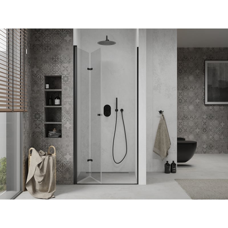 Mexen Lima drzwi prysznicowe składane 70 cm, transparent, czarne - 856-070-000-70-00