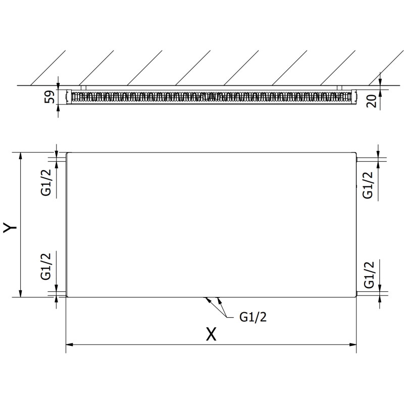 Mexen Flat CCF11 grzejnik płytowy 400 x 2000 mm, podłączenie dolne środkowe, 1111 W, biały - W6C11F-040-200-00