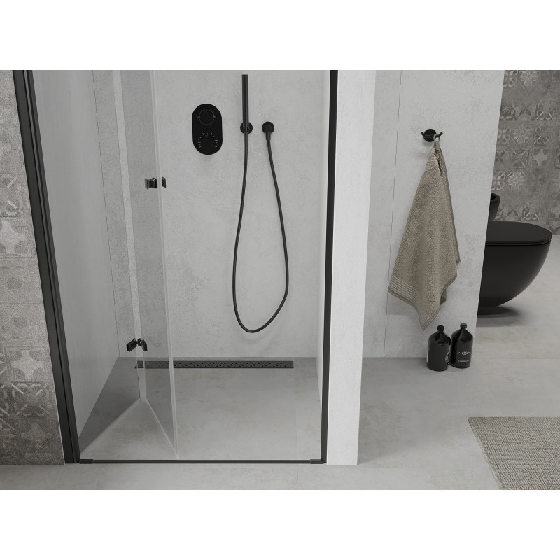 Mexen Lima drzwi prysznicowe składane 110 cm, transparent, czarne - 856-110-000-70-00