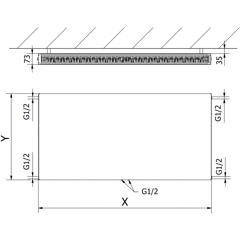 Mexen Flat CCF21 grzejnik płytowy 300 x 400 mm, podłączenie dolne środkowe, 252 W, biały - W6C21F-030-040-00