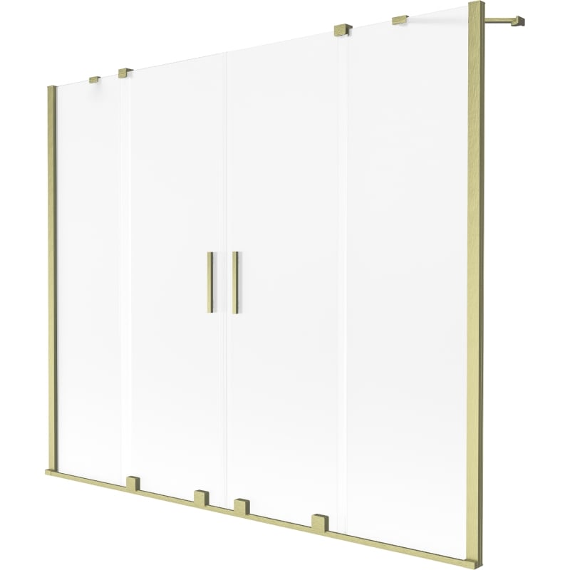 Mexen Velar Duo parawan nawannowy 2-skrzydłowy rozsuwany 170 x 150 cm, szron, złoty szczotkowany - 896-170-000-32-55