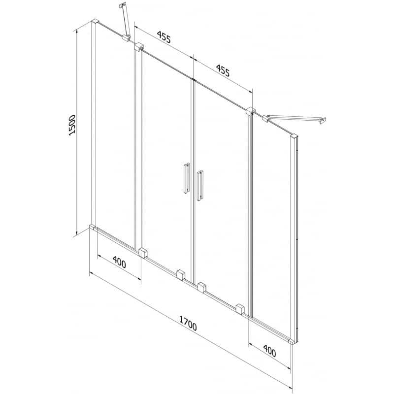 Mexen Velar Duo parawan nawannowy 2-skrzydłowy rozsuwany 170 x 150 cm, transparent, gun metal - 896-170-000-02-95
