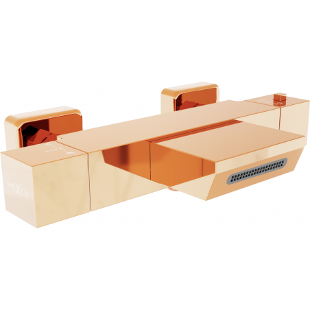 Mexen Cube termostatyczna bateria wannowa, różowe złoto - 77360-60