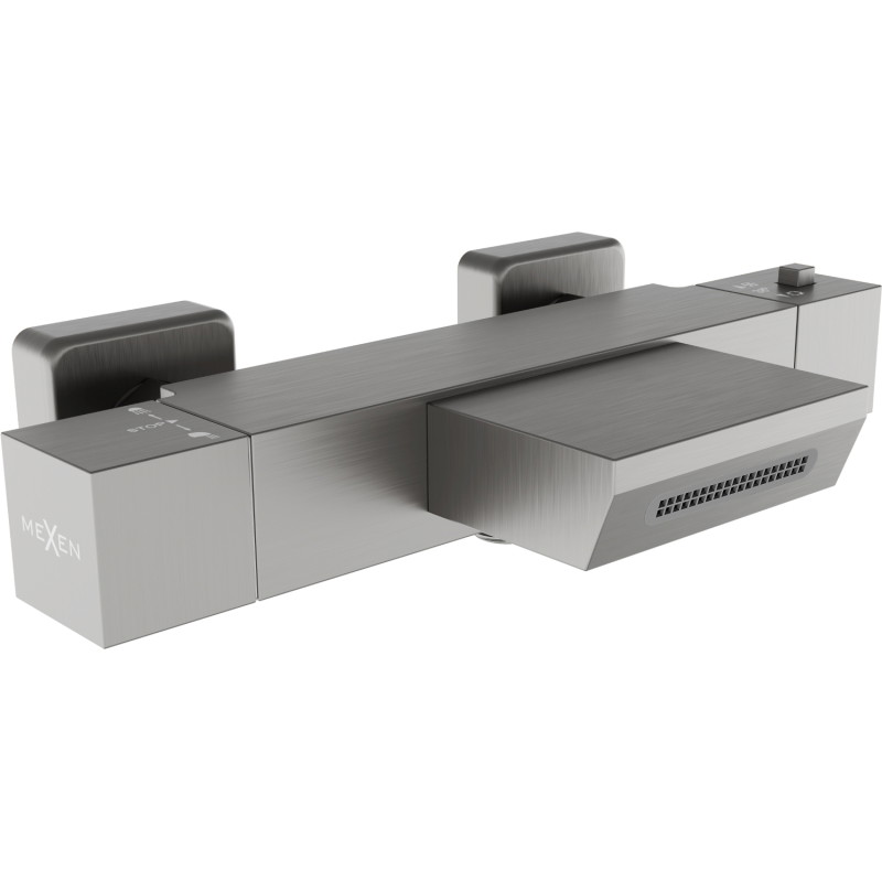 Mexen Cube termostatyczna bateria wannowa,  gun gray szczotkowany - 77360-66