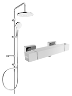 Mexen Erik zestaw prysznicowy natynkowy z deszczownicą i baterią prysznicową termostatyczną Cube, chrom - 77200205-00
