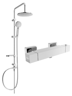 Mexen Carl zestaw prysznicowy natynkowy z deszczownicą i baterią prysznicową termostatyczną Cube, chrom - 77200240-00