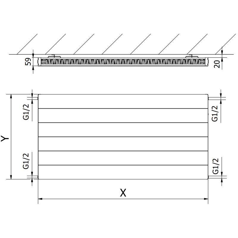 Mexen Line CL11 grzejnik płytowy 400 x 2000 mm, podłączenie boczne, 1111 W, czarny - W411L-040-200-70
