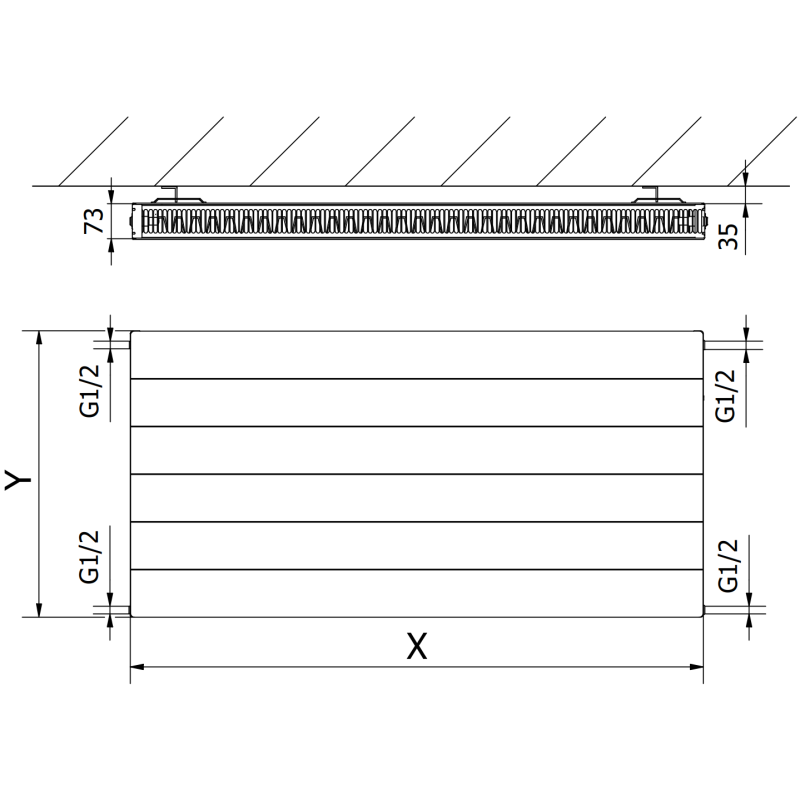 Mexen Line CL21 grzejnik płytowy 400 x 1300 mm, podłączenie boczne, 1032 W, czarny - W421L-040-130-70