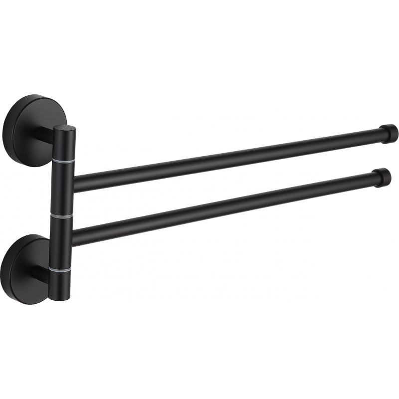 Mexen podwójny obrotowy wieszak na ręcznik, czarny - 7039242-70
