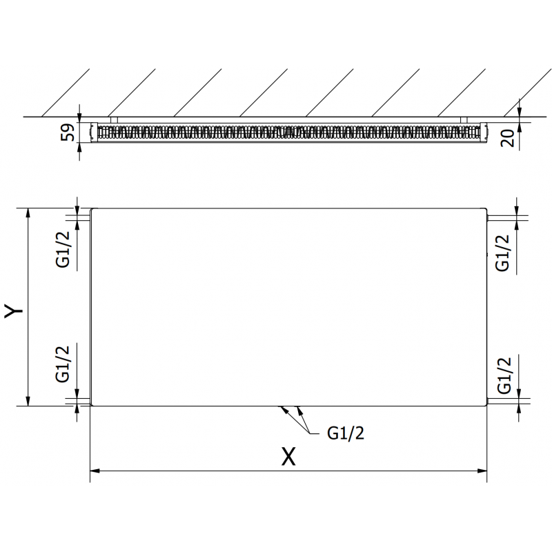 Mexen Flat CCF11 grzejnik płytowy 900 x 800 mm, podłączenie dolne środkowe, 873 W, czarny - W6C11F-090-080-70