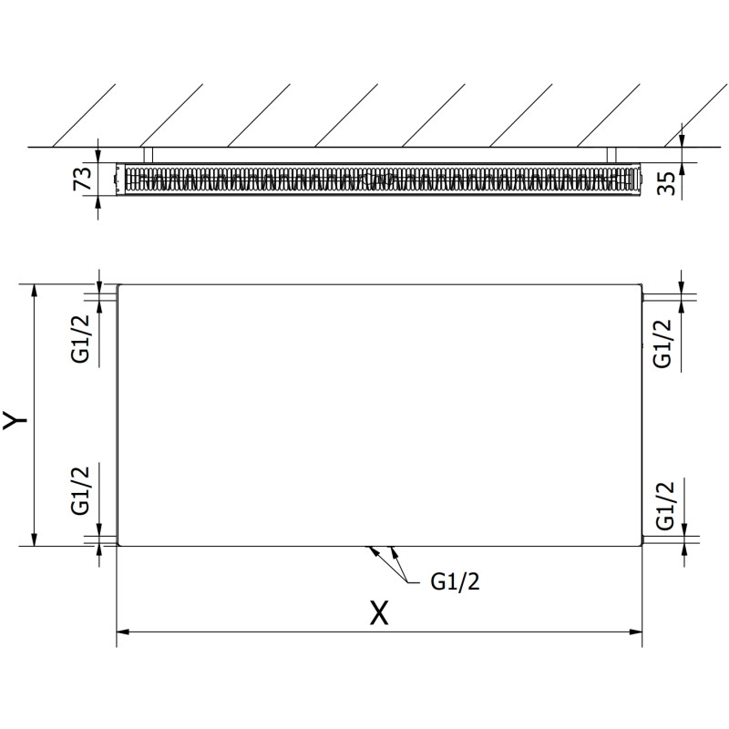Mexen Flat CCF21 grzejnik płytowy 400 x 1100 mm, podłączenie dolne środkowe, 874 W, czarny - W6C21F-040-110-70