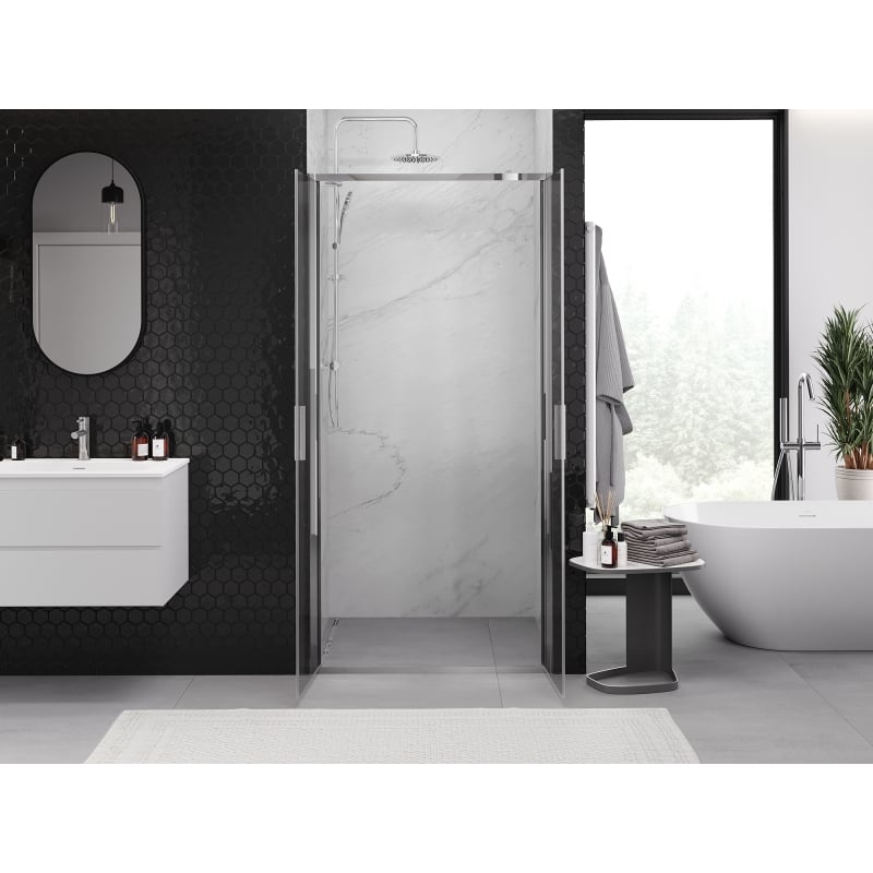 Mexen Exo drzwi prysznicowe podwójne uchylne 70 cm, transparent, chrom - 814-070-000-01-00