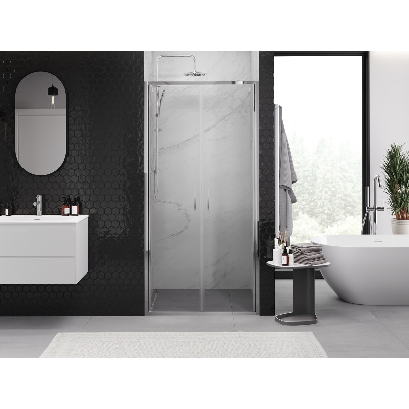 Mexen Exo-B Duo drzwi prysznicowe podwójne uchylne 80 cm, transparent, chrom - 814-080-000-01-00
