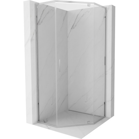 Mexen Exo-R kabina prysznicowa pięciokątna uchylna 80 x 80 cm, transparent, chrom - 812-080-080-01-00