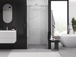 Mexen Exo drzwi prysznicowe podwójne uchylne 90 cm, transparent, chrom - 8182-090-000-01-00