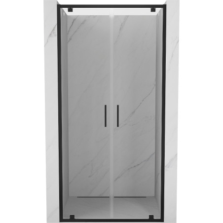 Mexen Exo-BR Duo drzwi prysznicowe podwójne uchylne 80 cm, transparent, czarne - 8182-080-000-70-00