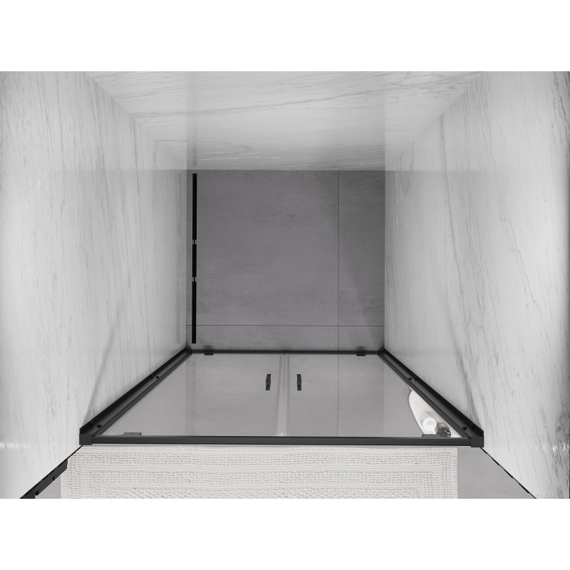 Mexen Exo-BR Duo drzwi prysznicowe podwójne uchylne 80 cm, transparent, czarne - 8182-080-000-70-00