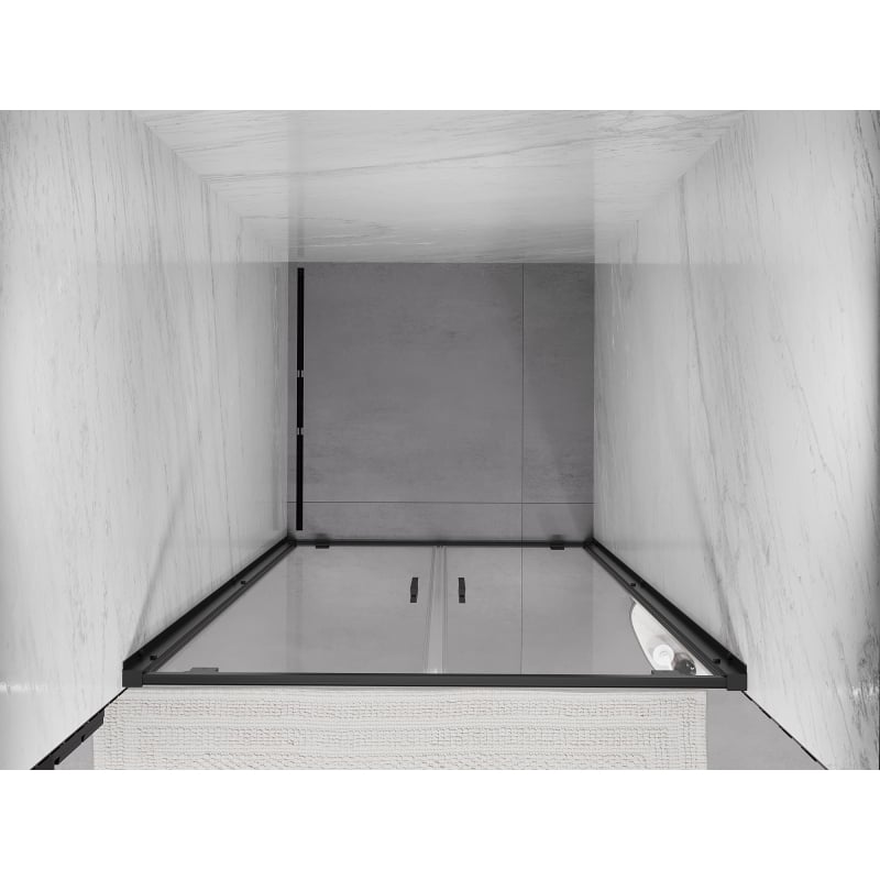 Mexen Exo drzwi prysznicowe podwójne uchylne 100 cm, transparent, czarne - 8182-100-000-70-00