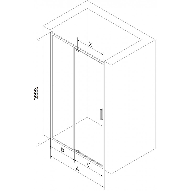 Mexen Exo drzwi prysznicowe uchylne 100 cm, transparent, chrom - 819-100-000-01-00