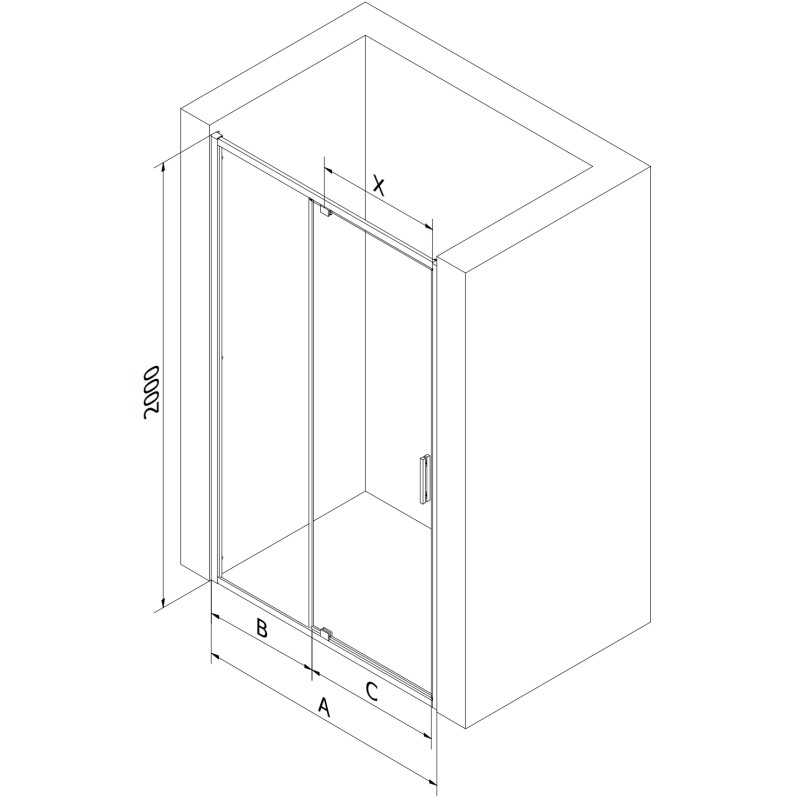 Mexen Exo-R drzwi prysznicowe uchylne 105 cm, transparent, chrom - 819-105-000-01-00
