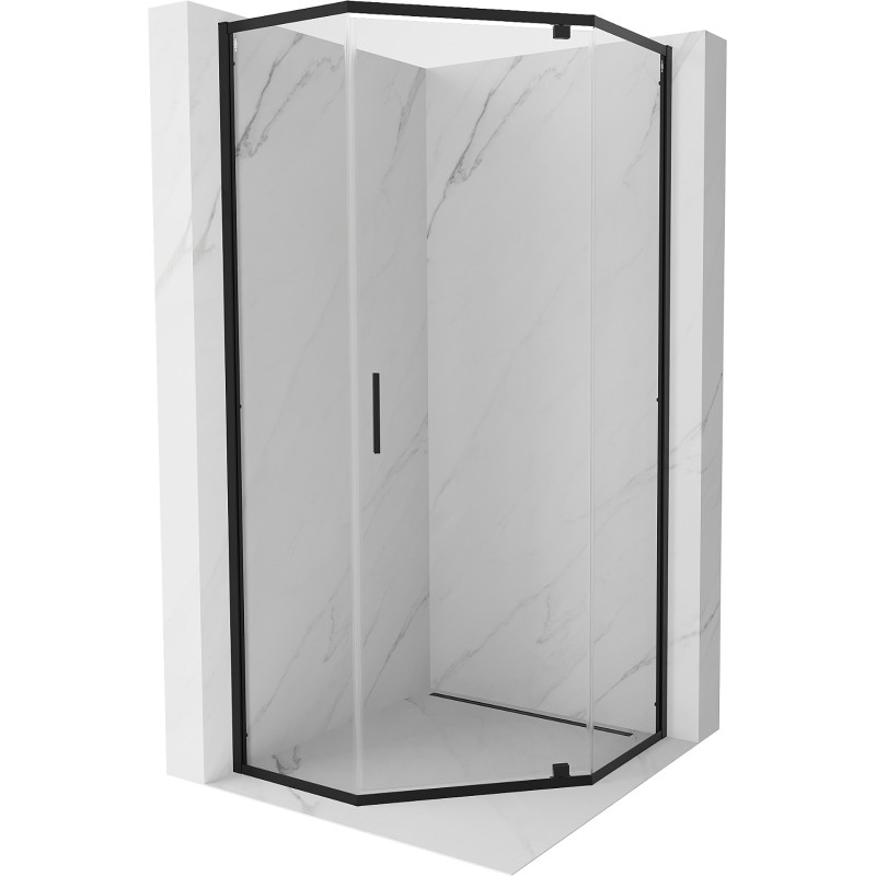 Mexen Exo-R kabina prysznicowa pięciokątna uchylna 90 x 90 cm, transparent, czarna - 812-090-090-70-00