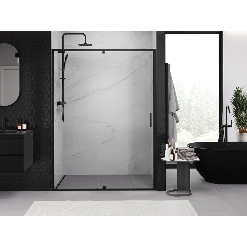 Mexen Exo-R drzwi prysznicowe uchylne 140 cm, transparent, czarne - 819-140-000-70-00