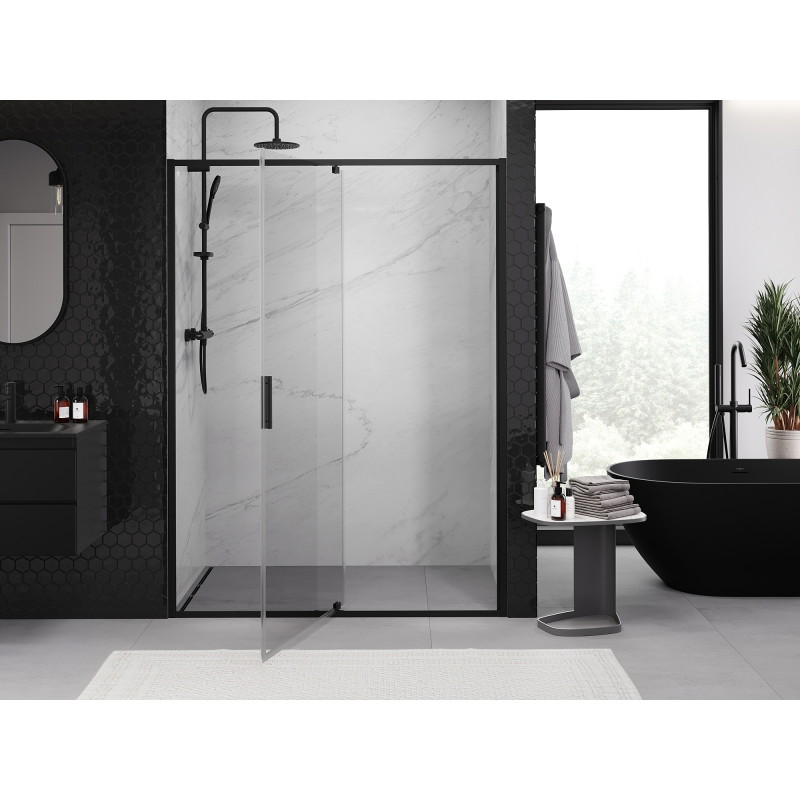 Mexen Exo-R drzwi prysznicowe uchylne 150 cm, transparent, czarne - 819-150-000-70-00