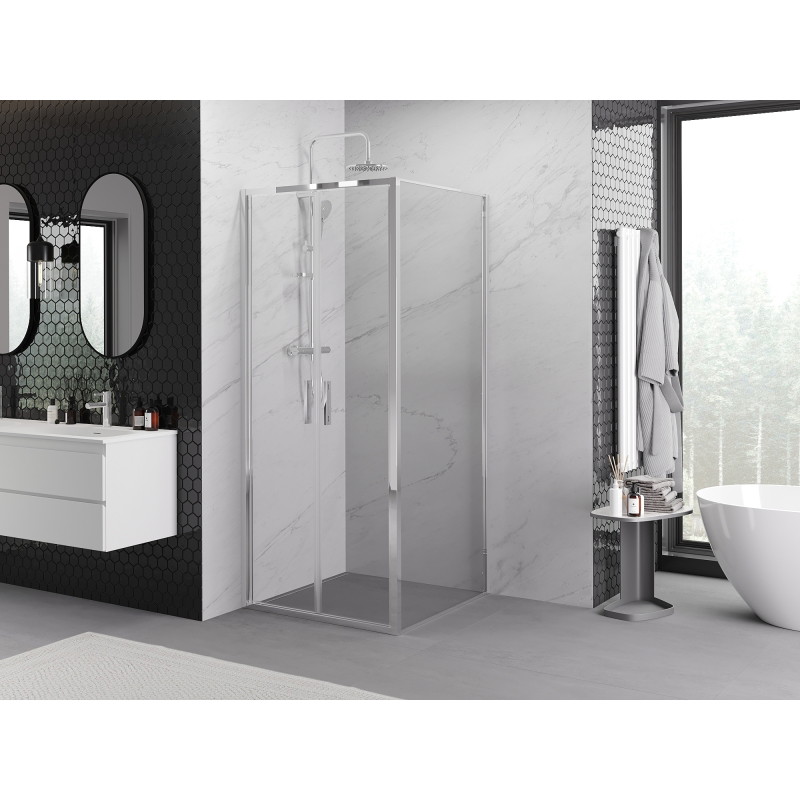 Mexen Exo-B Duo kabina prysznicowa uchylna 90 x 90 cm, transparent, chrom - 814-090-090-01-00