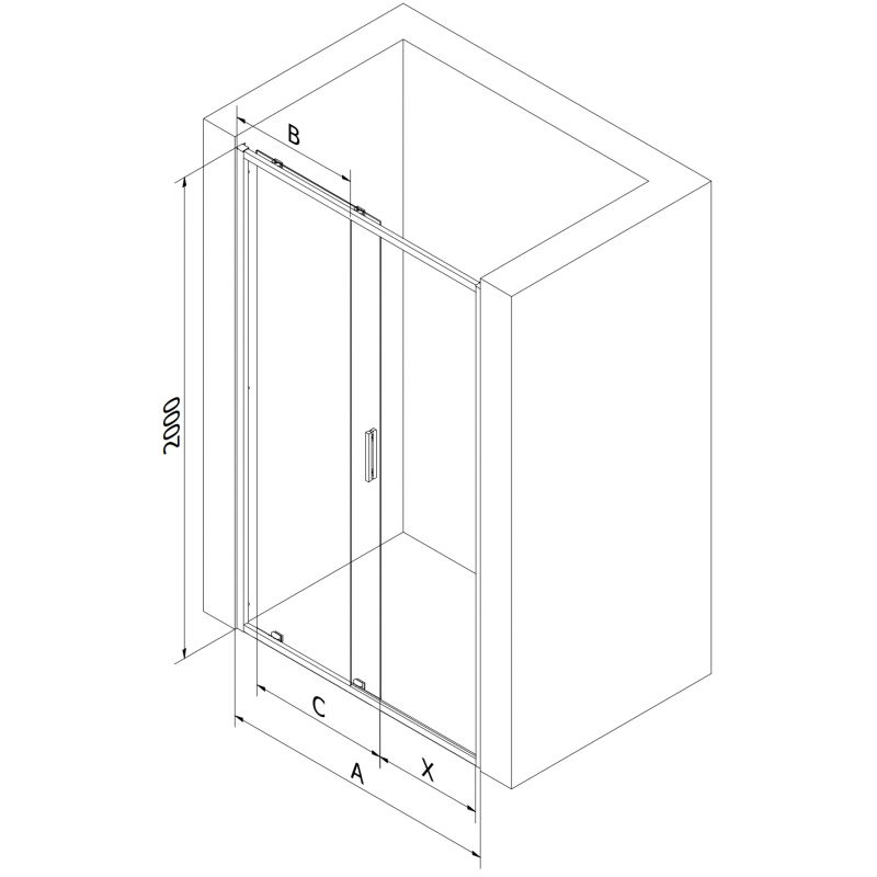 Mexen Exo drzwi prysznicowe rozsuwane 90 cm, transparent, czarne - 8151-090-000-70-00